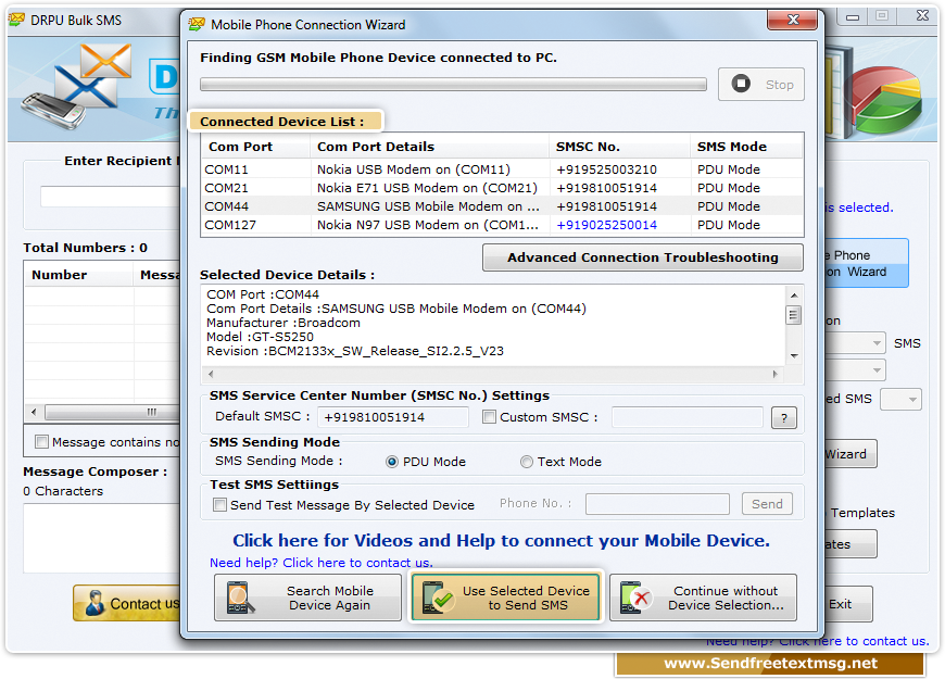 Bulk SMS Software for GSM Mobile Phones