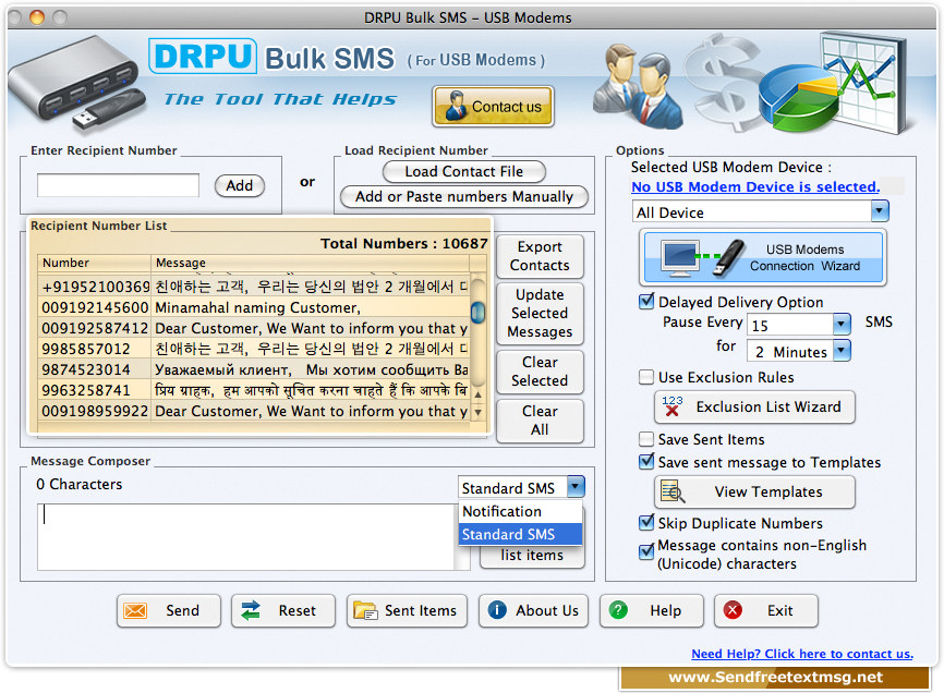 Mac Bulk SMS Software for USB Modems