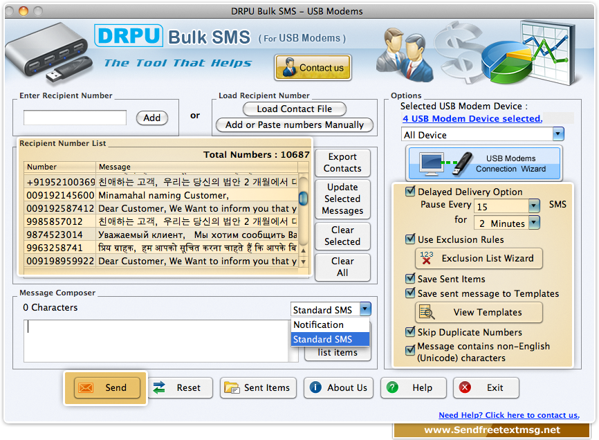 Mac Bulk SMS Software for USB modems