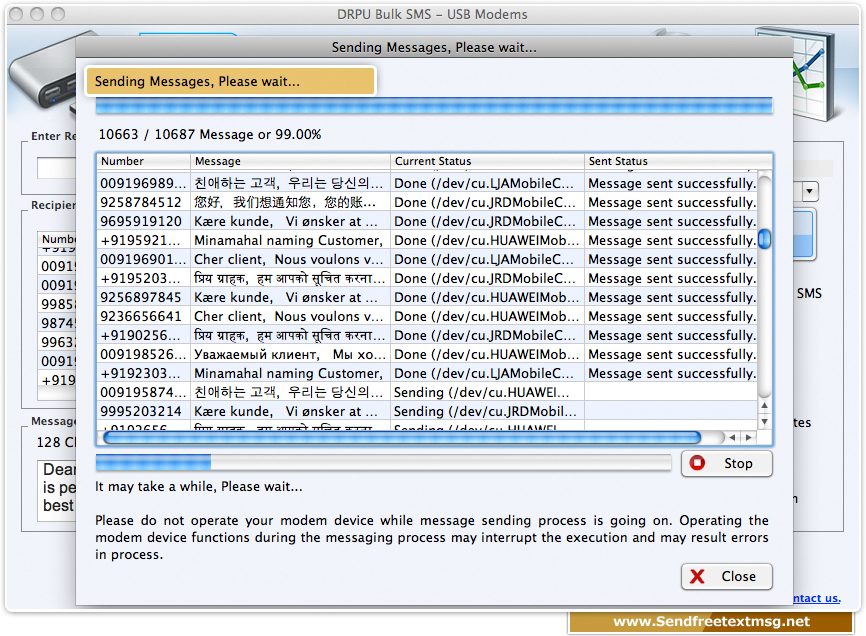 Mac Bulk SMS Software for USB modems