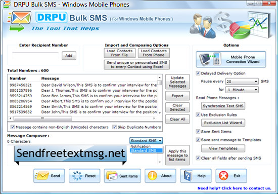 Screenshot of Bulk SMS Service 7.0.1.3