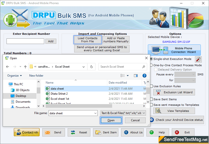 Bulk SMS Software for Android Mobile Phone